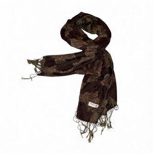 PASHMINA  Brown and Gold Rose Scarf